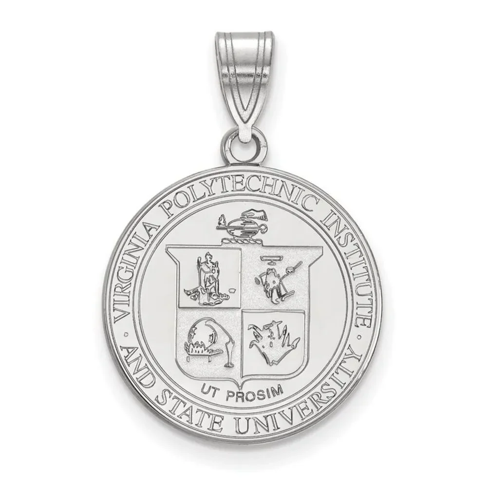10K White Gold Virginia Tech Large Crest Disc Pendant